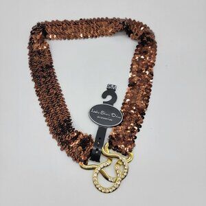 NWT Sequin Boho Statement Copper Color Stretch Lake Shore Drive Belt Sz S/M NEW